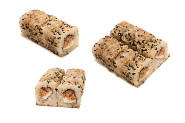 Wall Mural - Sushi with cream cheese and tuna isolated on white background.