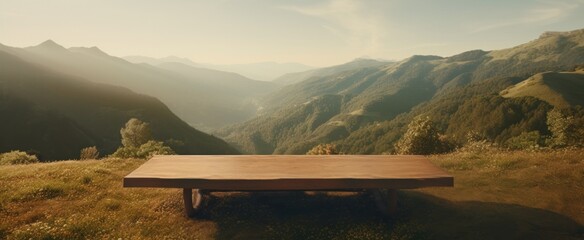 Wall Mural - a table on a mountain in a forest,
