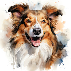 Wall Mural - watercolor Sheltie clipart, Generative Ai