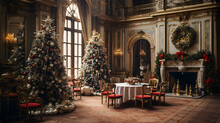 Christmas In A Grand Castle Opulent Decorations Historical Accuracy --ar 16:9 --v 5.2 --style Raw