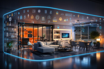 Wall Mural - a smart home system using ai to learn and predict user preferences, optimizing energy consumption an