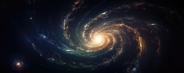 Wall Mural - Bright spiral galaxy with blue and orange tones