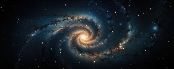 Wall Mural - Spiral galaxy with blue and orange tones