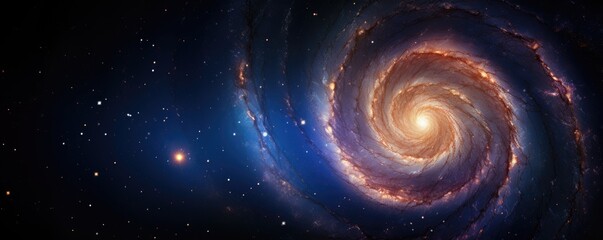Bright spiral galaxy with blue and orange tones
