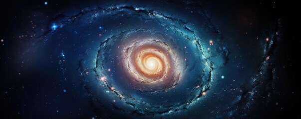 Wall Mural - Spiral galaxy with blue and orange tones