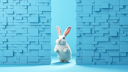 Wall Mural - A playful Easter bunny colored paper background