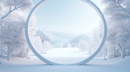 Wall Mural - white frame in the snow background,