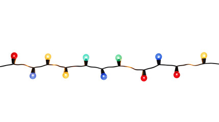 Wall Mural - String of Christmas lights isolated on transparent background..
