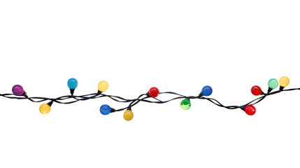 Wall Mural - String of Christmas lights isolated on transparent background..