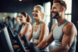 © FutureStock - Group of sporty people having spinning class at gym.