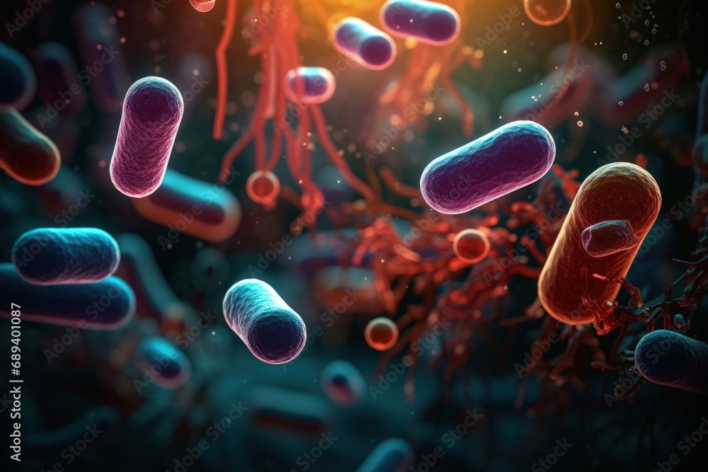Zoomed In Microscope Bacteria, microscopic unicellular organisms, microorganism, under ...