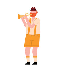 Canvas Print - germany man with lederhosen and trumpet