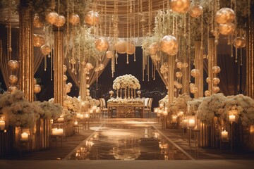 Poster - Classy wedding hall d?(C)cor with golden accents adding a touch of luxury to the ambiance.