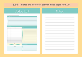  Printable 8.5x11'' To do list planner with notes page template | Daily to do list, checklist, schedule, priority, Daily organizer | undated today plan