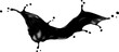 Black oil wave splash, liquid ink flow swirl or petrol and paint with drops splatter, realistic vector. Black oil wave splash or spill pour with drips and ink droplets swirl on white background
