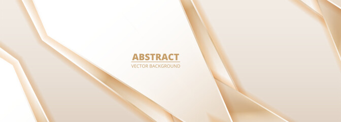 Poster - Soft gold modern abstract background with shadows and geometric shapes. Luxury vector illustration golden wide banner