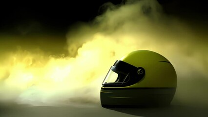 Wall Mural - A yellow and black helmet with a racing stripe Speed drive concept. .