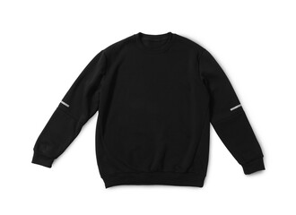 Sticker - Stylish black sweater isolated on white, top view