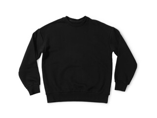 Sticker - Stylish black sweater isolated on white, top view