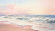 watercolour of a featuring the beauty of the sea, beaches, and coastal areas, pink and gold colors.