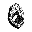 Asteroid stone Icon hand draw black colour space logo symbol perfect.