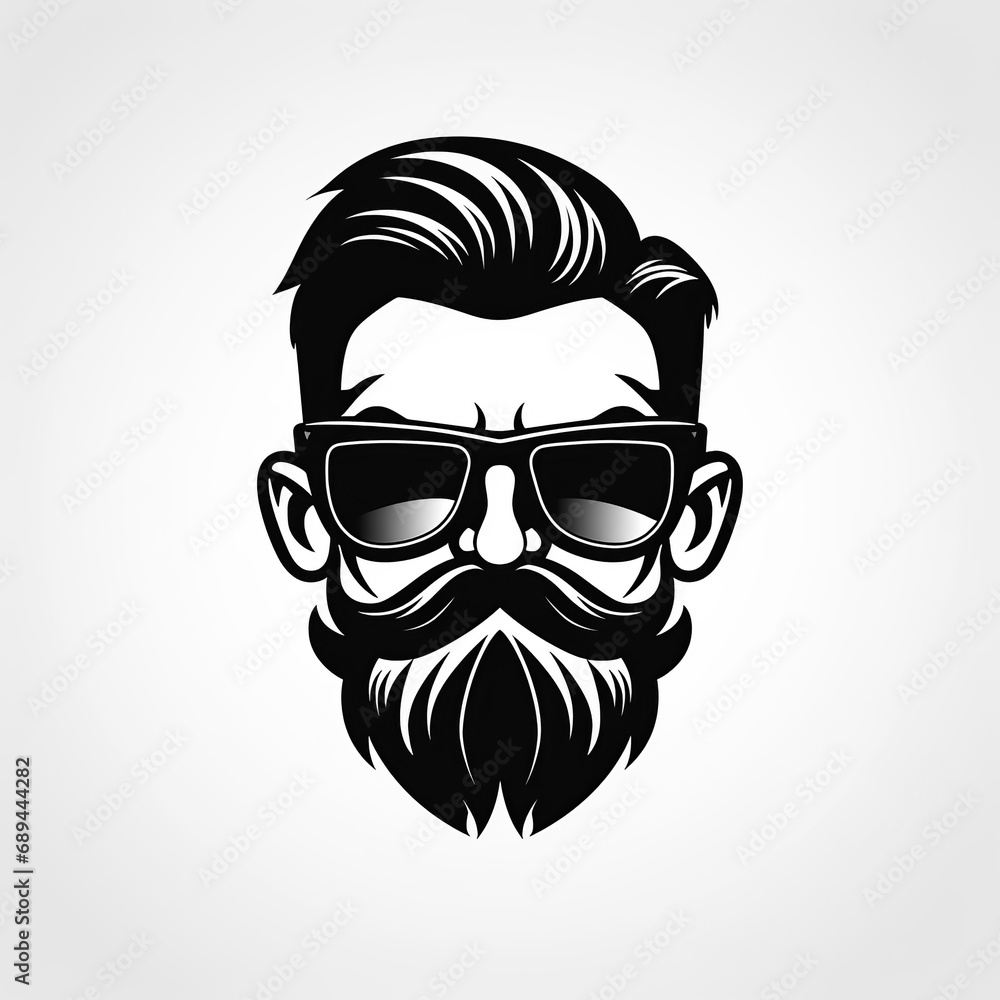 logo with the head and face of a man with a beard and mustache in ...
