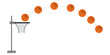 Projectile motion of basketball diagram. Shooting a basketball problem. Scientific resources for teachers and students.