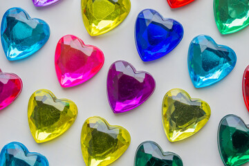 Wall Mural - heart shape jewelry sticker decorated on white paper background