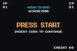 PRESS START INSERT A COIN TO CONTINUE .pixel art .8 bit game. retro game. for game assets in vector illustrations.	