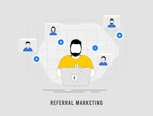 Wall Mural - referral marketing software concept. word of mouth, relationship marketing and influencer referral p