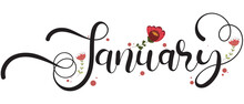 Hello January. JANUARY Month Vector With Flowers. Decoration Floral. Illustration Month January