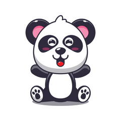 Wall Mural - Cute panda sitting cartoon vector illustration. 