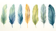 Watercolor feathers in the pastel colours blue and green pattern abstract graphic poster background