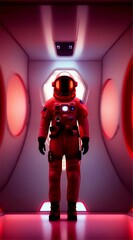 3d render of a astronaut in spaceship