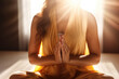 Woman Meditating in Sunlit Room