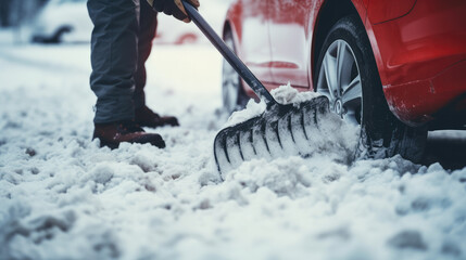 Man shoveling snow Generative Ai