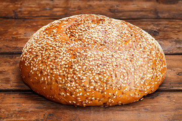 Artisan bread on wooden table