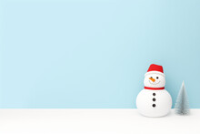 Light Simple Snowman On A Clean Background, Minimalism, Children's Drawing, Background Wallpaper Screen Canvas Mockup Template Empty Without Words