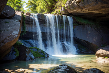 Landscape - nature summer waterfall