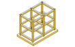 建築構造の図解イラスト、鉄筋コンクリート（RC）のラーメン構造、アイソメトリック