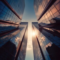 Canvas Print - Looking up at the modern business building