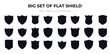 Big Set of Flat Shield. Collection of shield icons. Shields icons set. Set of shields on an isolated background. Protection. Different shields in black for your design