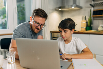 Wall Mural - Young boy is having a private class t home.