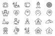 meditation icon set. lotus flower, yoga, meditation, mandala, zen garden, mental, etc. line icon style design. simple vector design editable