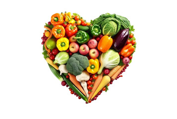 Wall Mural - fresh vegetables forming love isolated on transparent background. generative ai