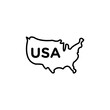 US map vector icon. US map united states of america in black and white color.