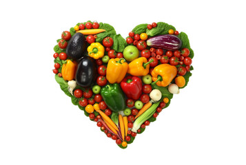 Wall Mural - fresh vegetables forming love isolated on transparent background. generative ai