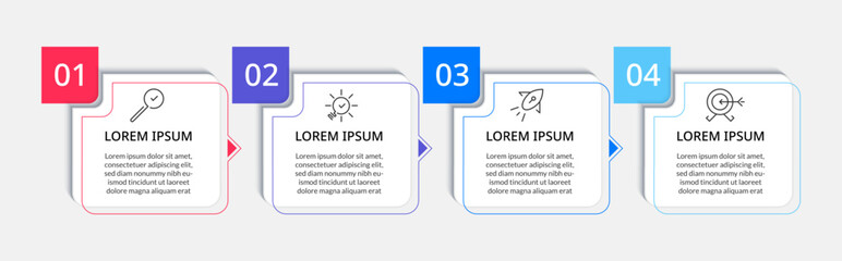 Vector Infographic design business template with icons and 4 options or steps. square design or diagram