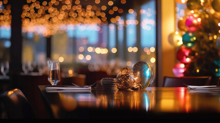 Wall Mural - A restaurant adorned with abstract bokeh lights