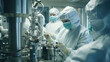 © redflower - Workers wearing protective clothing are making medicine in a Pharmaceutical factory